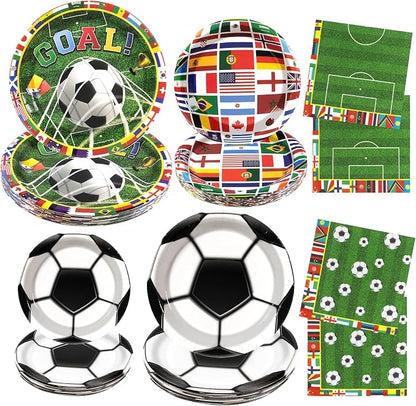 180pcs Soccer Plates and Napkins Party Supplies, Serves 60 | International by Osonm