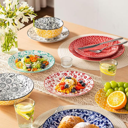 vancasso 8.25" Vintage Ceramic Salad Plates Set of 6, Muted | Microwave - Image 7