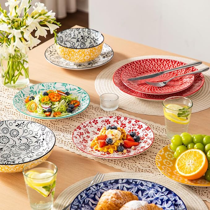 vancasso 10.25" Ceramic Dinner Plates Set of 6, Muted Vintage | Microwave - Image 6