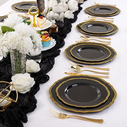 60pcs Black Plastic Plates - Image 5