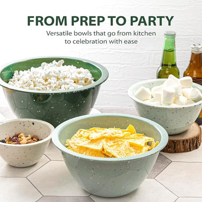 Confetti Melamine Mixing Bowls Set, 4 Piece Nesting BPA free Green | 4-Piece - Image 7