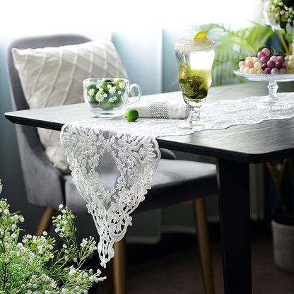 SUTAVIA Lace Patio Table Runner Embroidered Dresser Scarf, Classic Rectangular - Image 2