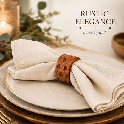 Handcrafted Wooden Napkin Rings Set of 12, Hardwood Dinner Napkin Holders - Image 3