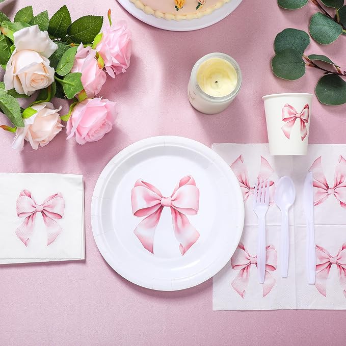 Sieral 144 Pcs Pink Bow Party Supplies Coquette Birthday Party Decoration Bow - Image 3