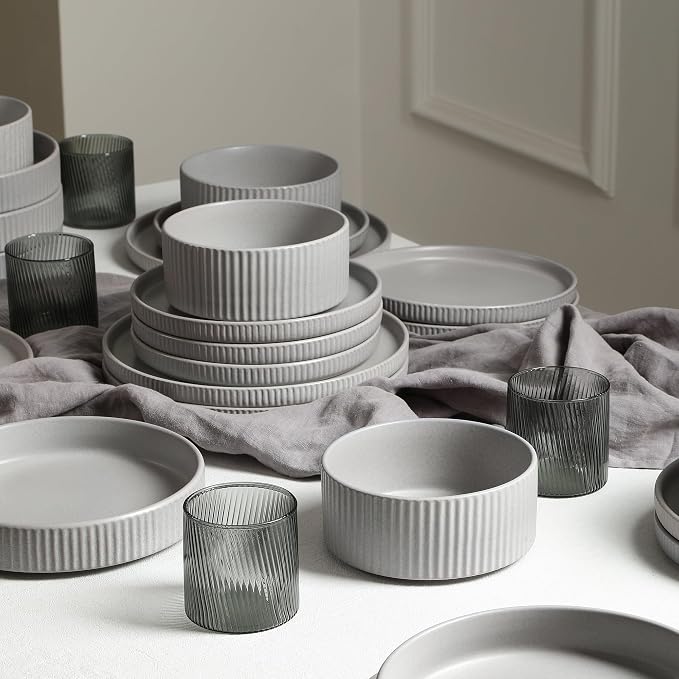 Stone Lain Haven Stoneware 32-Piece Dinnerware Set, Plates and Bowls Sets - Image 5