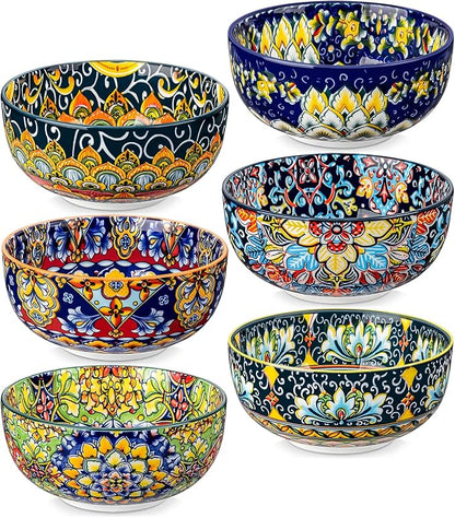 vancasso SIMI 28 oz Cereal Bowls Set of 6, Bohemian Ceramic Soup Bowls | by vancasso