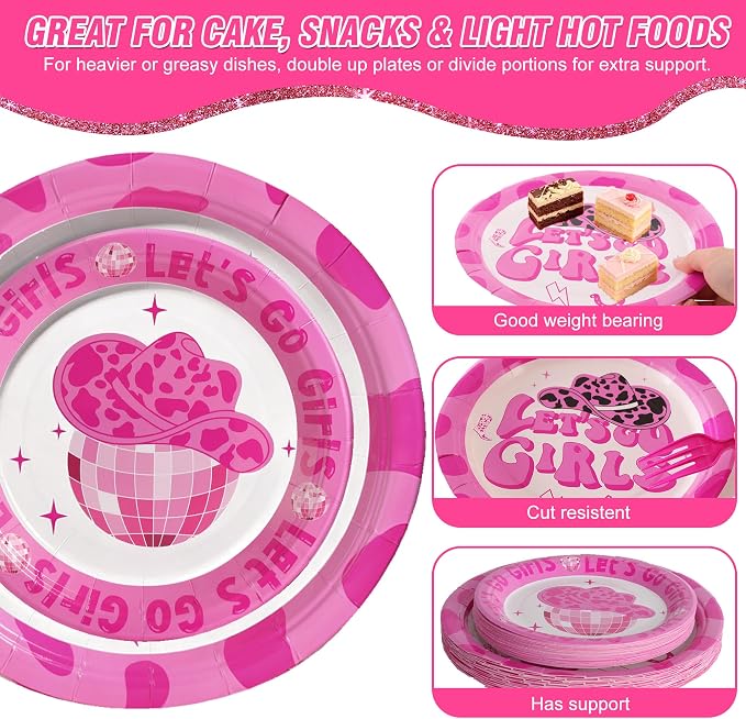 100 Pcs Disposable Let's Go Girls Party Tableware Set - Image 6