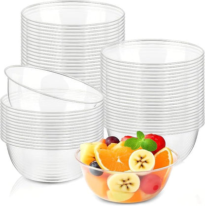100 Pack 12 oz Clear Plastic Bowls, Disposable Salad Serving Bowls | by Slomg