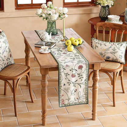 bilin gaier Designer French Linen Table Runner, Floral Pattern, Dining Table - Image 4