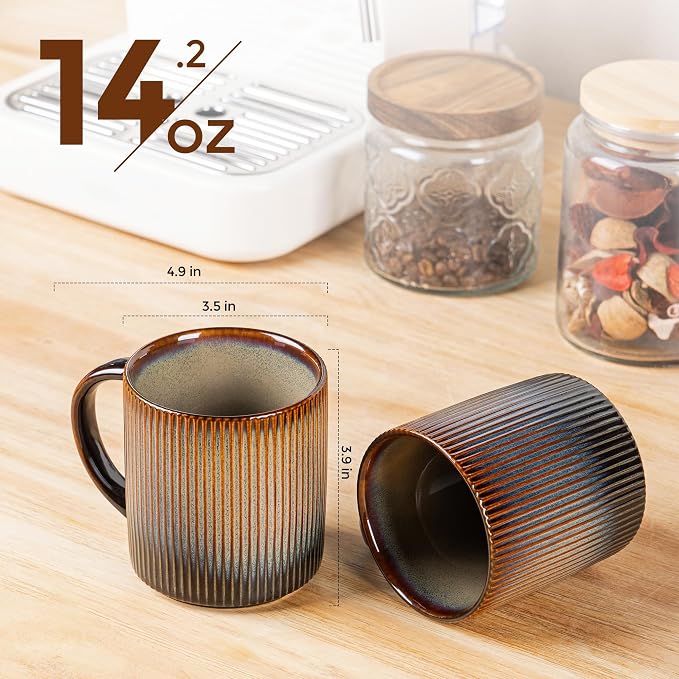 theterra Ceramic Coffee Mugs Set of 6, 14.2 oz Coffee Cups - Image 2