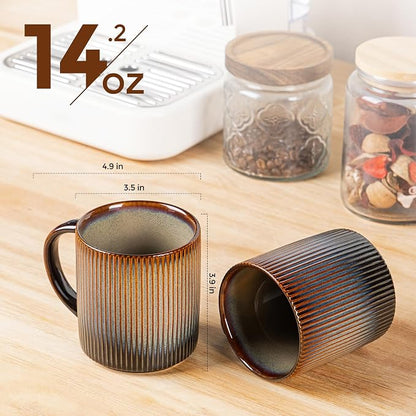 theterra Ceramic Coffee Mugs Set of 6, 14.2 oz Coffee Cups - Image 2