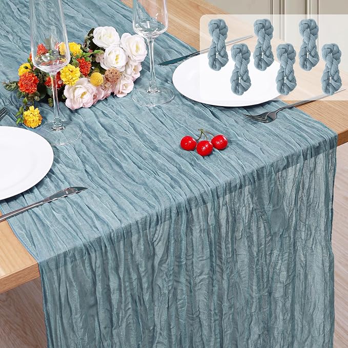 6 Pack Cheesecloth Table Runner 10Ft Christmas Gauze Boho Table Runners by Home