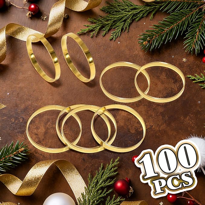 200 Pcs Gold Napkin Rings Bulk, Exquisite Round Napkin Ring Buckles, Suitable - Image 7