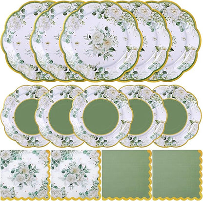 NatNarr 150 Pcs Sage Green Party Plates And Napkins Set by NatNarr