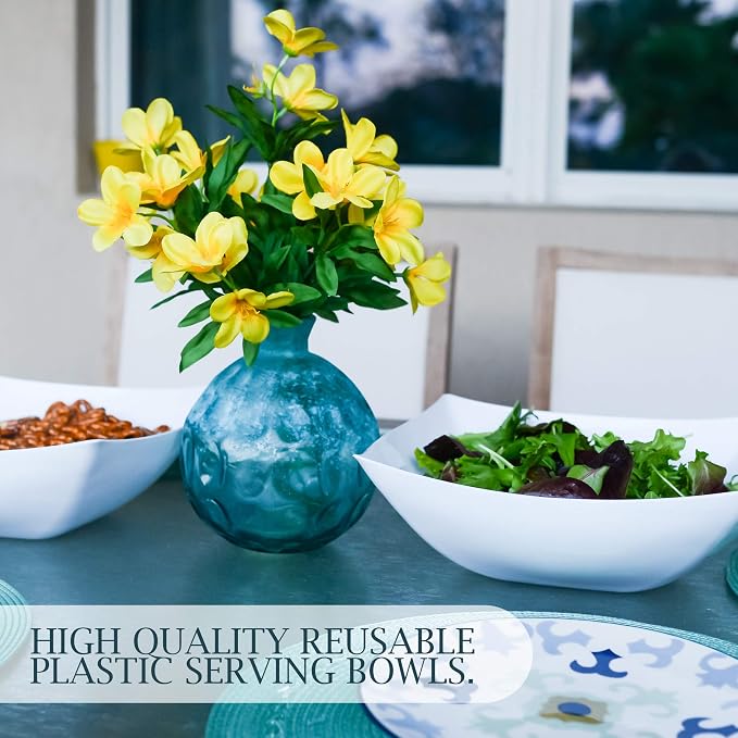 PLASTICPRO Disposable 128 ounce Square Serving Bowls, Party Snack or Salad Bowl - Image 3