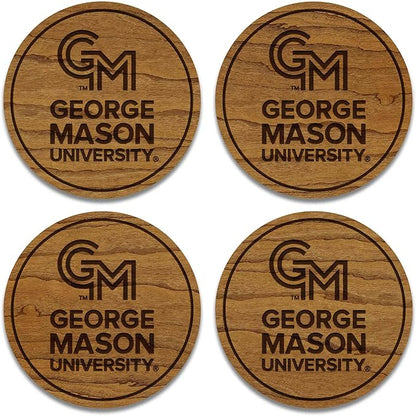 LazerEdge George Mason Patriots Wooden Coaster Set - Cherry Wood - Officially Licensed Product - 4-Pack