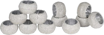 Lightnpro Beaded Napkin Ring Set of 12 - Elegant Decorative Napkin Holder for Dining Table Decor, Weddings, Banquets, Birthday Parties, Thanksgiving, Special Occasion, Holiday & Everyday Use - Gold