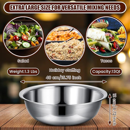 Nuogo 8 Pcs Stainless Steel Mixing Bowls Metal Mixing Bowls Extra Large Basin - Image 2