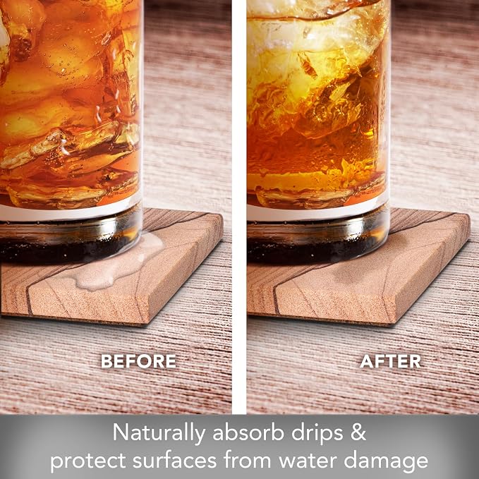 Thirstystone Sandstone Cinnabar Coasters | Protective Cork Backing, Eco-Friendly - Image 2