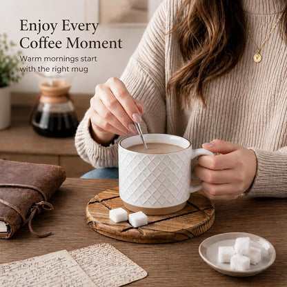 GBhome 15 OZ Stackable Coffee Mugs Set of 4, Ceramic Coffee Cups Set | 4 - Image 4
