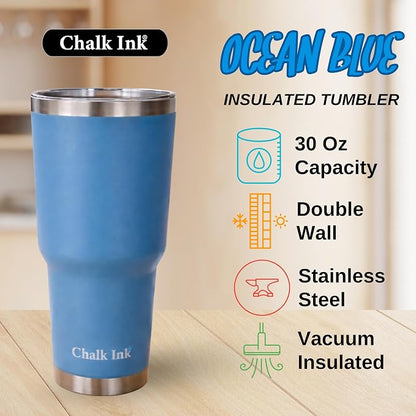 Chalk Ink 30 oz Stainless Steel Tumbler – Insulated Coffee Mug and Water Cup – - Image 3