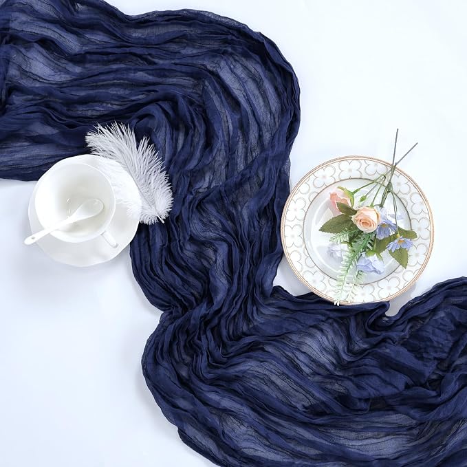12 Pack Navy Blue Cheesecloth Table Runner 17 x 108 Inch | Boho Gauze Cheese - Image 7