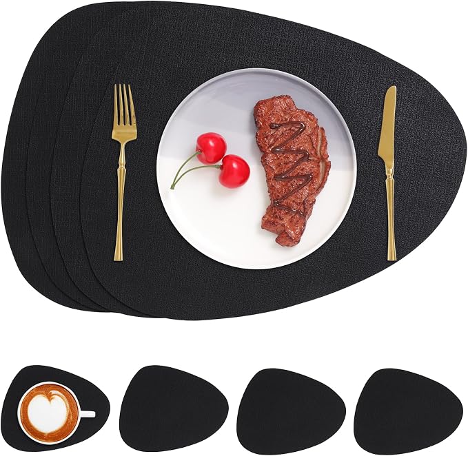 Faux Leather Placemats Set of 4, Dual Sided by Chitomars