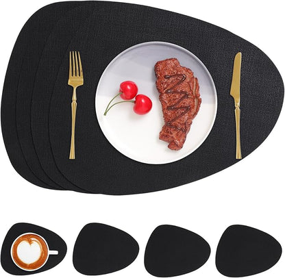 Faux Leather Placemats Set of 4, Dual Sided by Chitomars