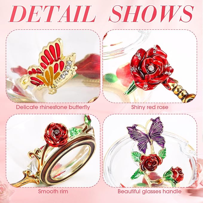 Nuanchu 4 Sets Flower Glass Tea Cups - Image 3
