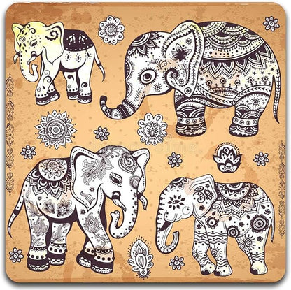 Personality Elephant Square Coaster Set - Made of Recycled Rubber - Set of 4