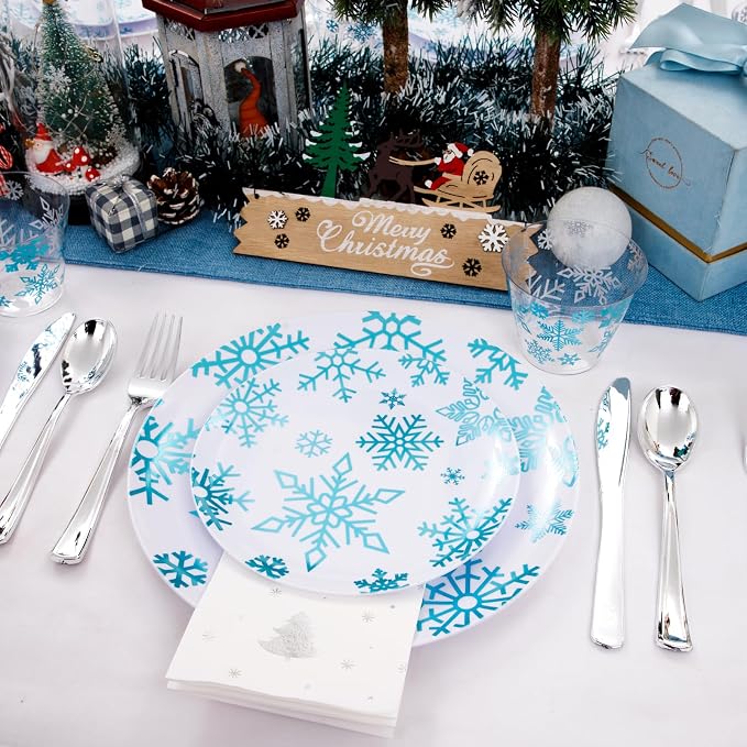 175Pcs Christmas Plates and Napkins Disposable Dinnerware Set - Image 2