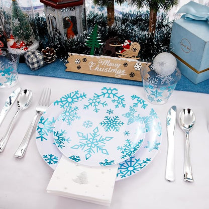 175Pcs Christmas Plates and Napkins Disposable Dinnerware Set - Image 2