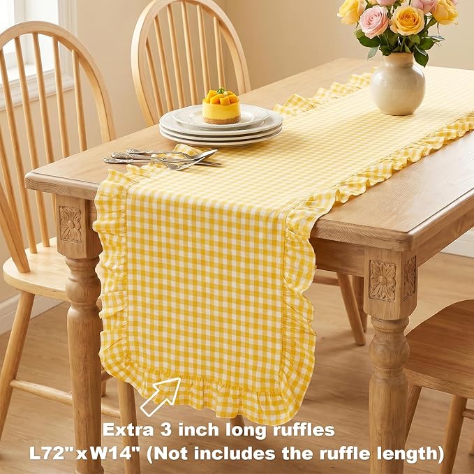 Eternal Beauty 14x72 Gingham Ruffle Table Runner - Image 5