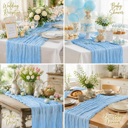 10 Pack Light Blue Table Runner 10FT Gauze Cheesecloth Table Runner | 21x120 - Image 5