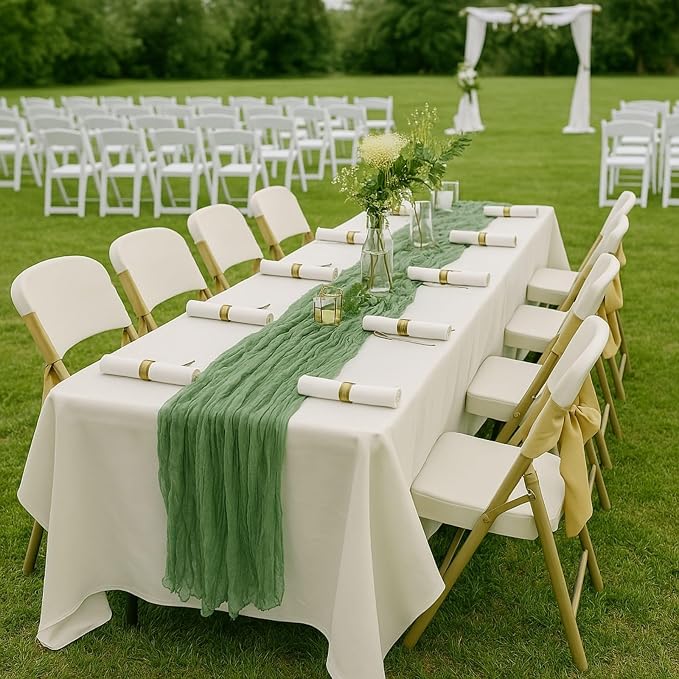 6 Pack Sage Green 10FT Cheesecloth Table Runners –120 Inch Rustic Gauze Bulk Set - Image 6