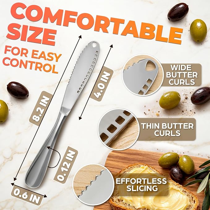 2 Pcs Butter Knife Spreader, 3 in 1, Stainless Steel | Butter Spreader Knife; - Image 4