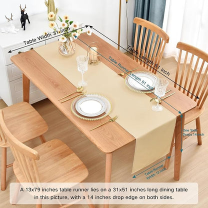 Faux Linen Table Runner Water Resistant 13 x 48 in, Coffee Table Runner - Image 2