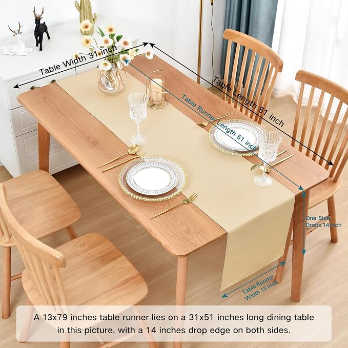 Faux Linen Table Runner Water Resistant 13 x 72 in, Coffee Table Runner - Image 2