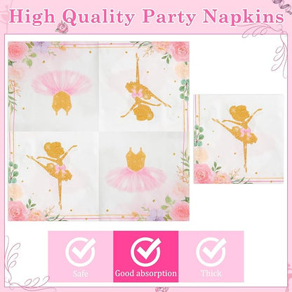 96Pcs Ballerina Ballet Dancing Girl Party Plates Supplies Tableware Decorations - Image 4