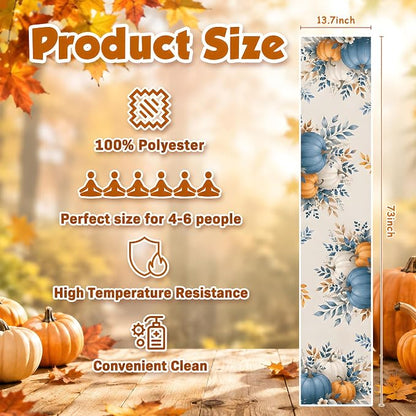 Fall Decor - Blue White Pumpkin Table Runner - Image 3