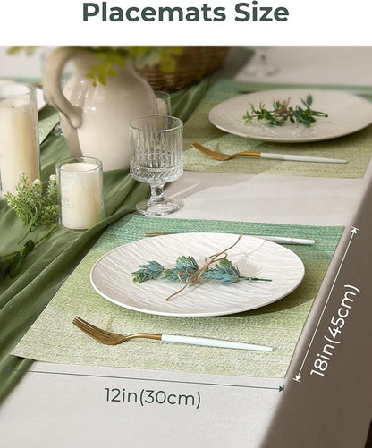 Leetaltree Gradient Green Woven Placemats Set of 24 - Image 4
