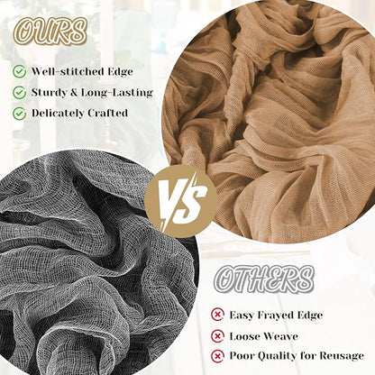 2 Pack Cheesecloth Table Runner, 120 Inch Nude Brown Table Runner - Image 6