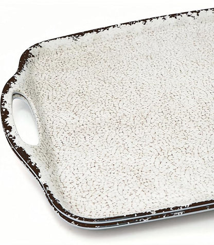 TP Melamine Serving Trays with Handles, 17” x 12”, Rustic White | Rectangular - Image 3