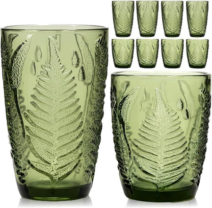Green Drinking Glasses Set of 8 by QELVIO