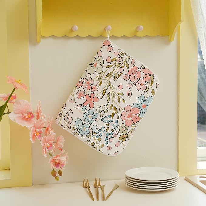 Spring Pink Floral Dish Drying Mat - Image 4