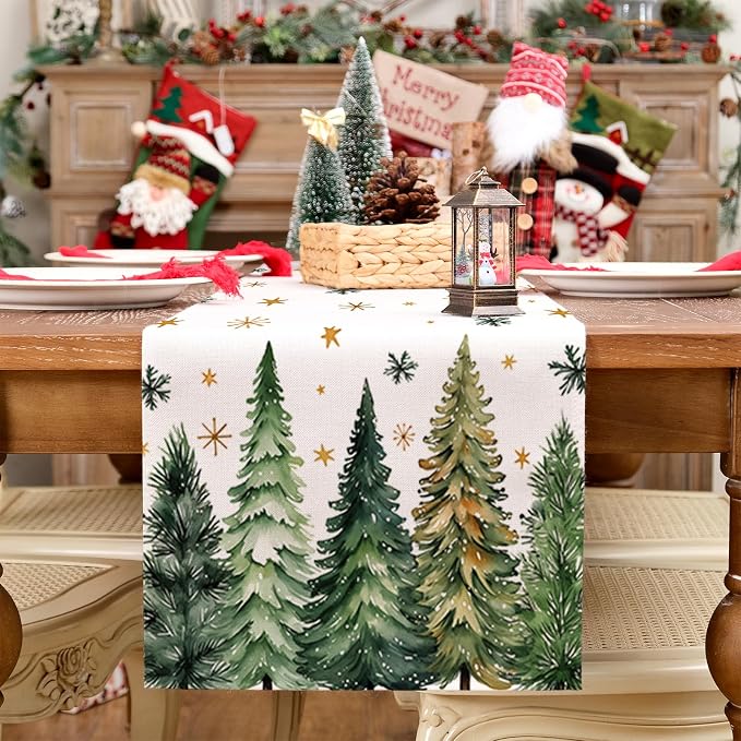 Christmas Table Runner 13x60 Inch, Xmas Tees Snowflakes Holiday Decorative - Image 4