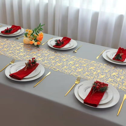 Snowkingdom 2 PCS Gold Table Runner 108 Inches Long - Image 6