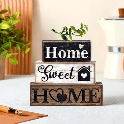 Moucuny 4 Pcs Farmhouse Wooden Tabletop Decor Farmhouse Tiered Tray Decor - Image 4