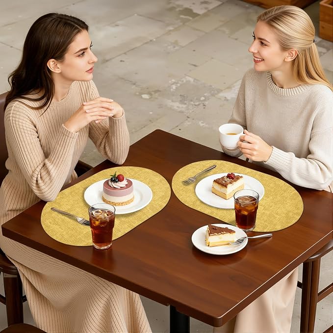 Placemats Set of 4, 11.8 x 17 Inch, Waterproof Wipeable Reversible PU Placemat - Image 7