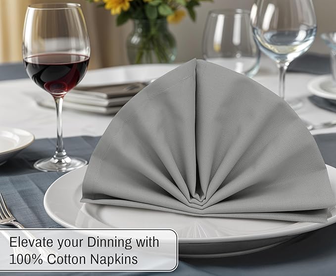 Ruvanti Cloth Napkins Set of 12, 18x18 Inches, 100% Cotton, Washable, Soft & Absorbent, Perfect for Wedding, Christmas, ‎Thanksgiving Dinners - Wild Dove